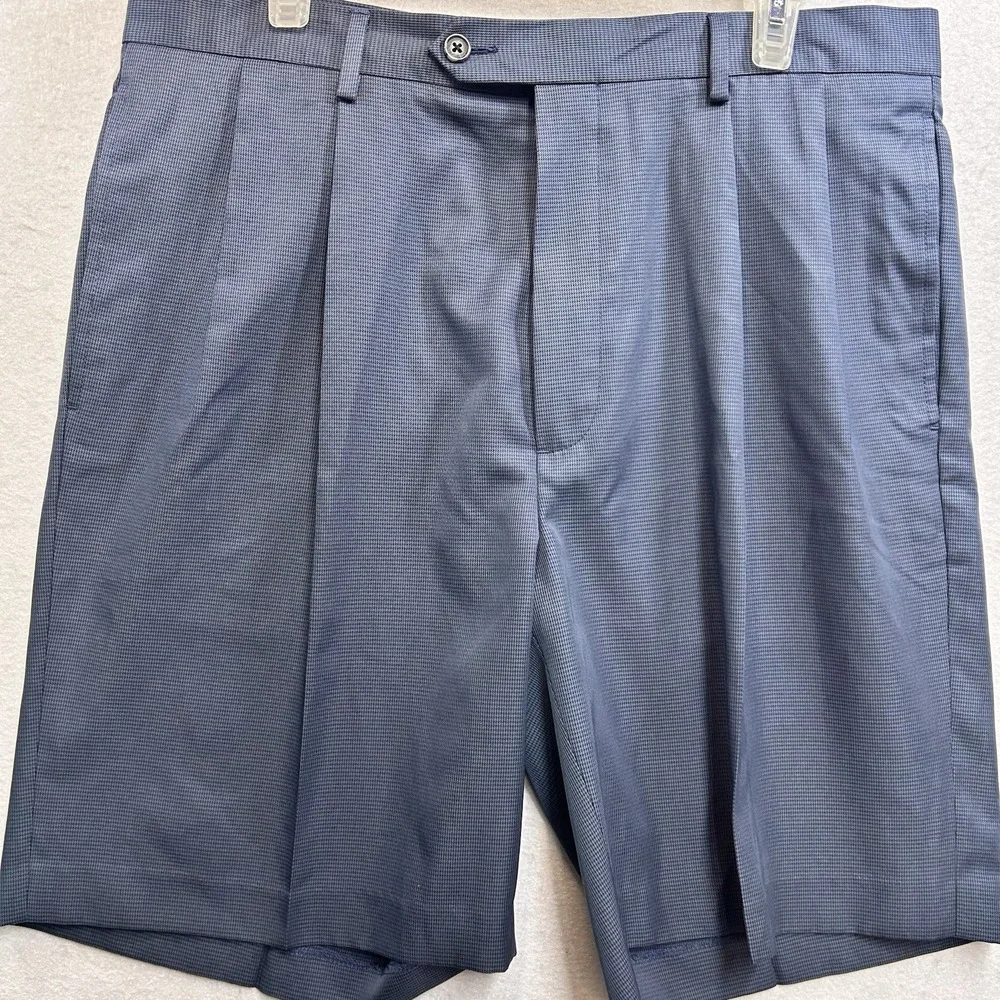 Daniel Cremieux Shorts Golf Pleated Blue Houndstooth 36